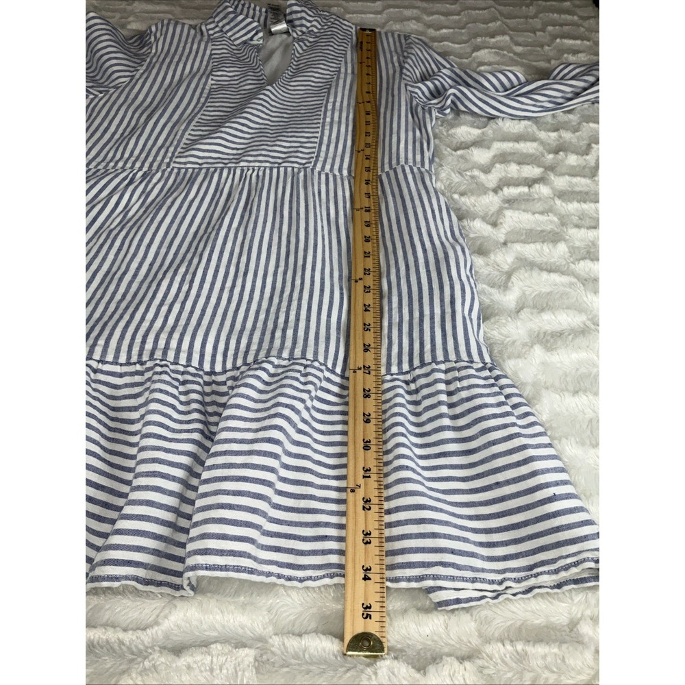 Tommy Bahama Size L St. Lucia Linen Blend Striped Collared Tunic Dress Ruffled - Picture 13 of 15